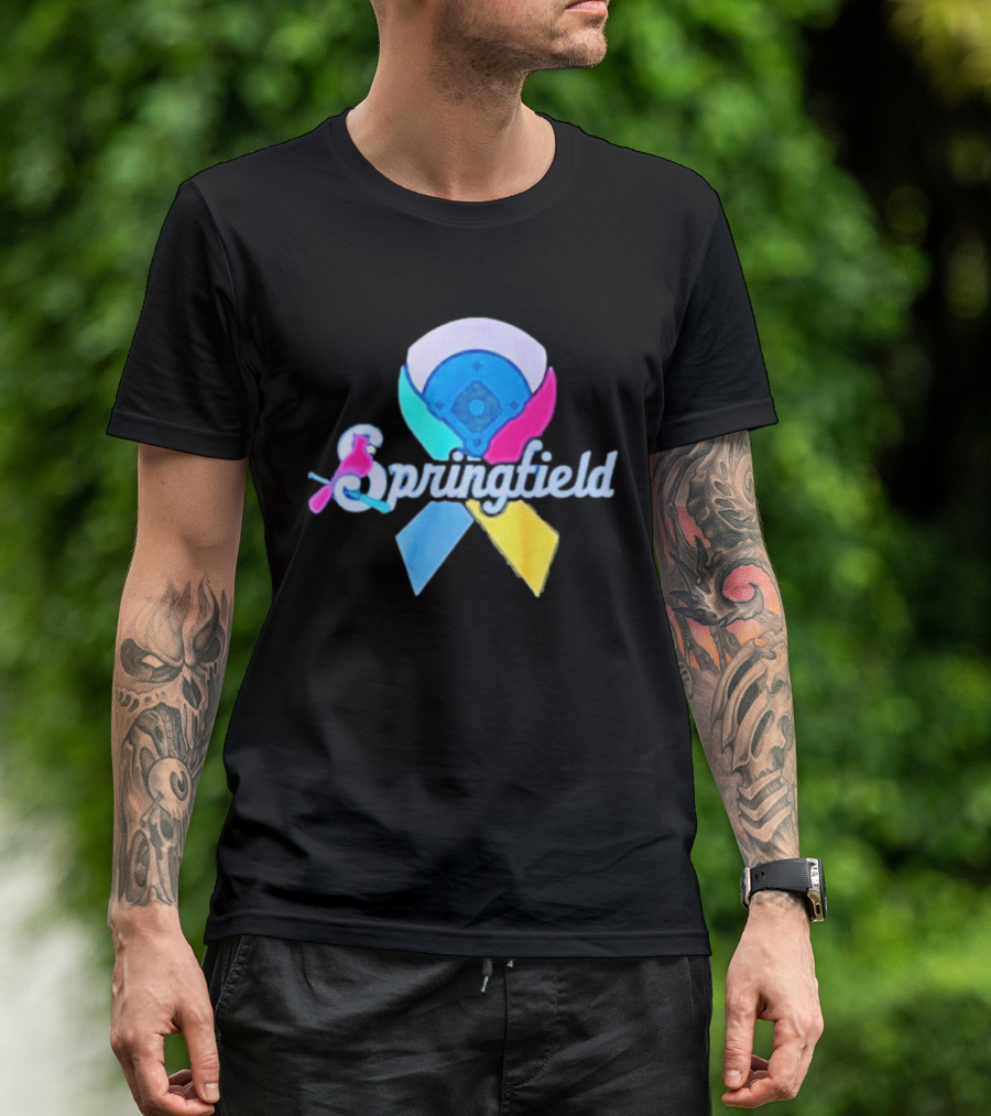 Springfield Baseball Ribbon Against Cancer Cardinal T-Shirt
