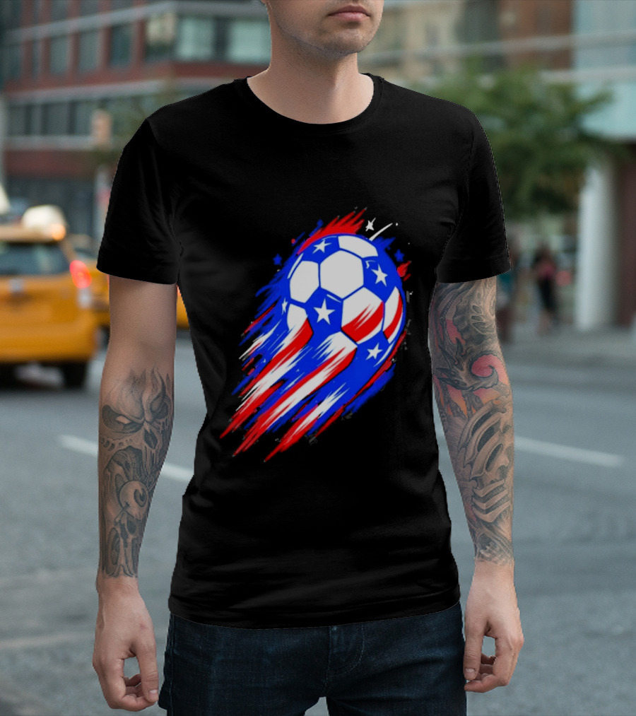 USA Cup 2026 Soccer Ball Stars And Stripes Brush Stroke T-Shirt