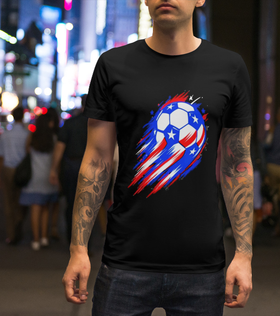USA Cup 2026 Soccer Ball Stars And Stripes Brush Stroke T-Shirt