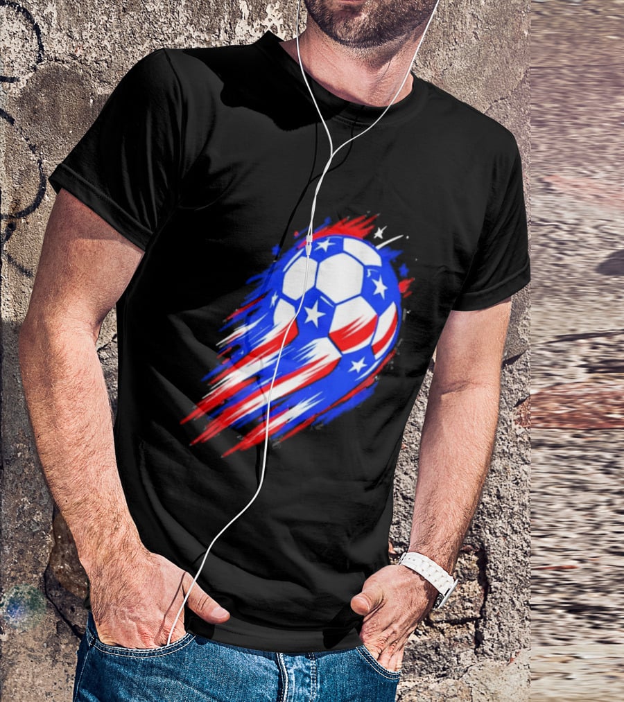 USA Cup 2026 Soccer Ball Stars And Stripes Brush Stroke T-Shirt