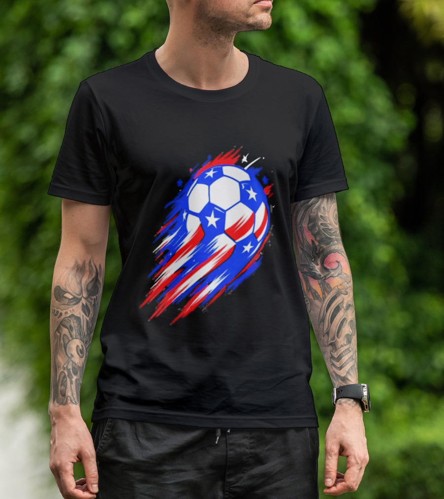 USA Cup 2026 Soccer Ball Stars And Stripes Brush Stroke T-Shirt