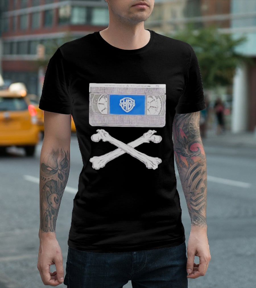 Warner Brothers VHS Tape Crossbones Skull T-Shirt