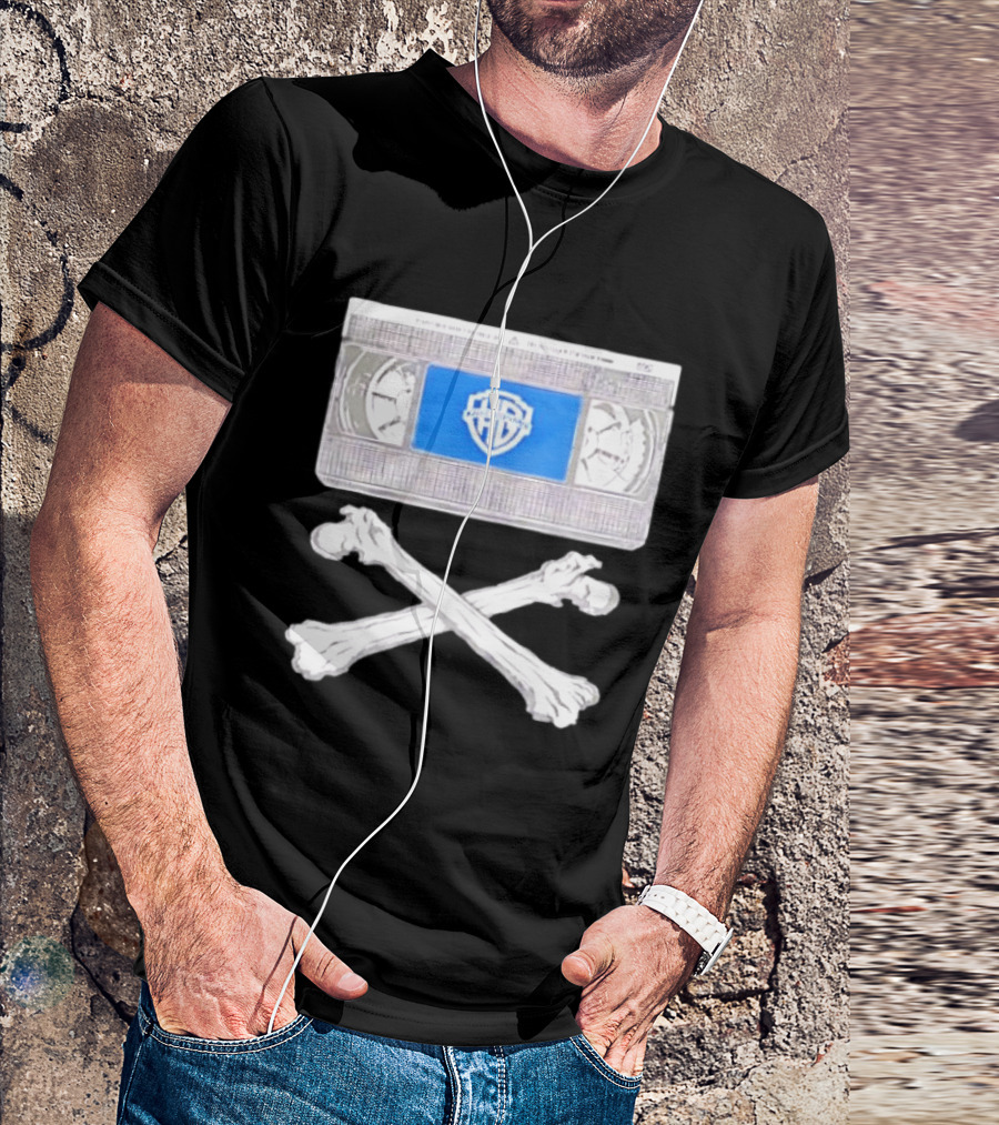 Warner Brothers VHS Tape Crossbones Skull T-Shirt