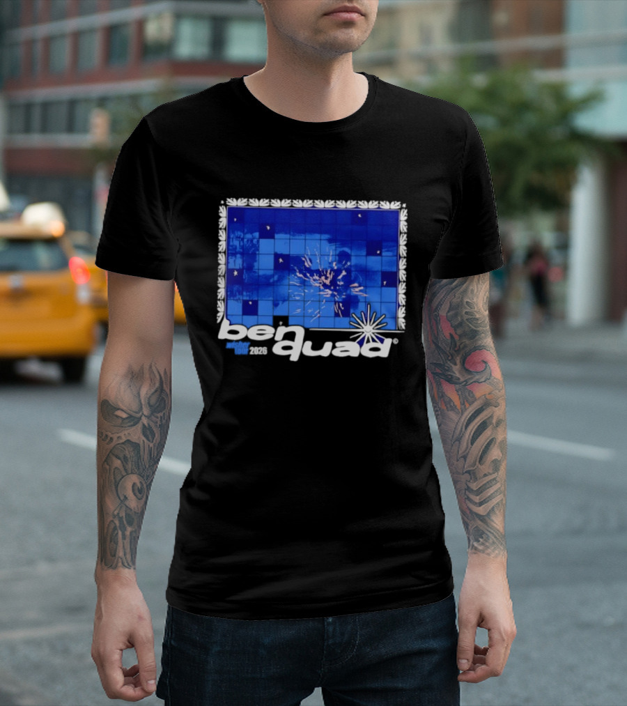 Ben Quad Wisher Tour 2026 Blue Tile Star Pattern Explosion T-Shirt