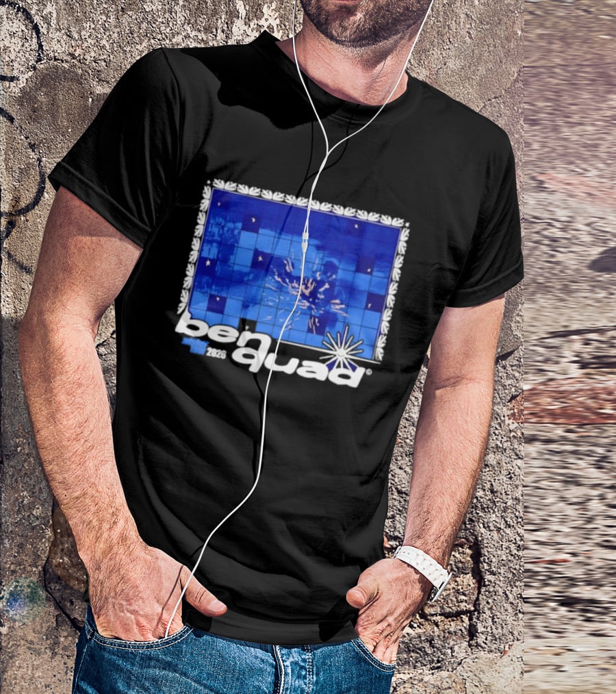 Ben Quad Wisher Tour 2026 Blue Tile Star Pattern Explosion T-Shirt