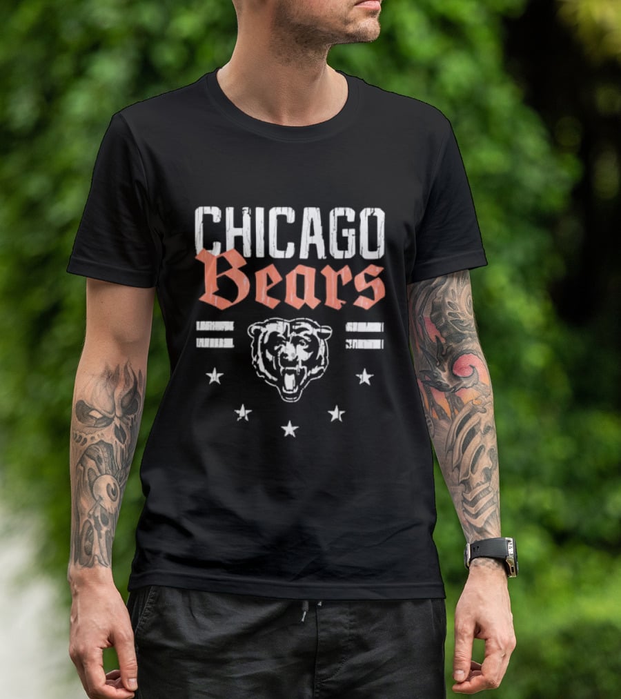 Chicago Bears Patriotic Americana Stars Bear Head T-Shirt