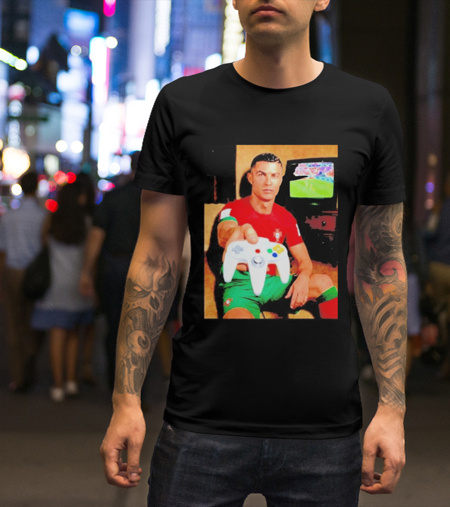 Cristiano Ronaldo Portugal National Team Soccer Gaming Controller Retro Gamer T-Shirt