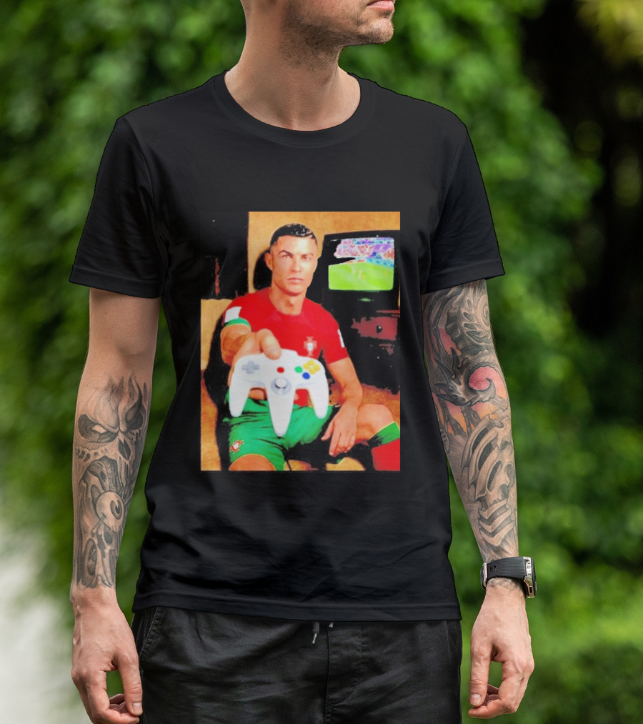 Cristiano Ronaldo Portugal National Team Soccer Gaming Controller Retro Gamer T-Shirt