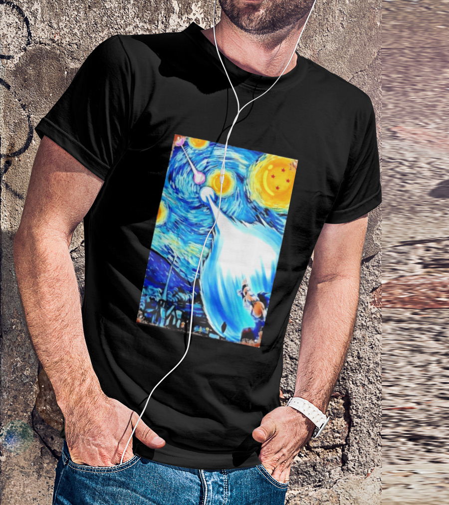 Goku Dragon Ball Z Kamehameha Wave Van Gogh Starry Night Fusion T-Shirt