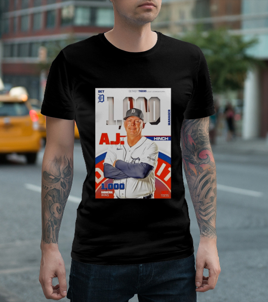 DET Detroit Tigers A.J. Hinch 1000 Managerial Wins T-Shirt