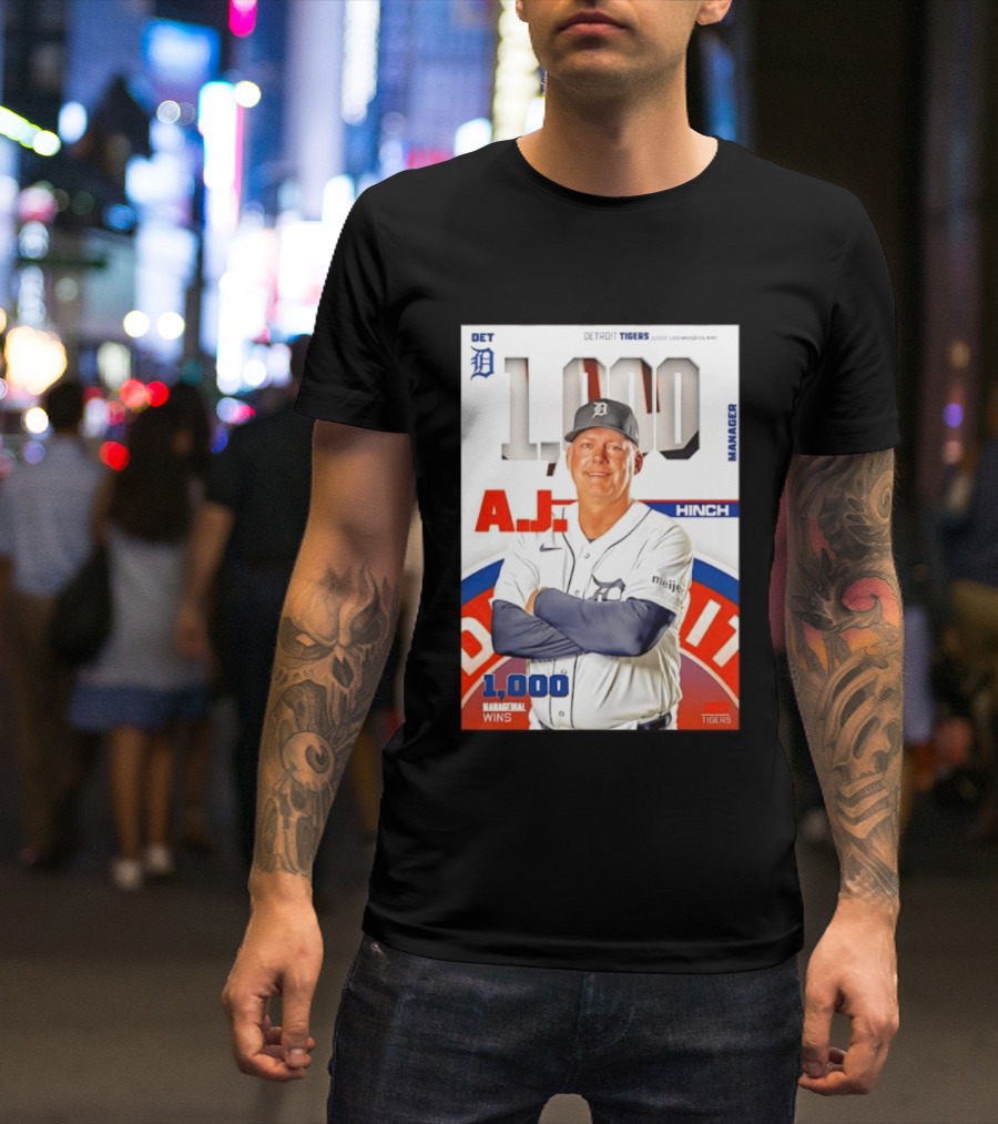 DET Detroit Tigers A.J. Hinch 1000 Managerial Wins T-Shirt