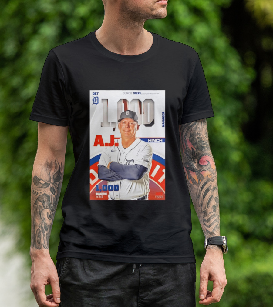 DET Detroit Tigers A.J. Hinch 1000 Managerial Wins T-Shirt