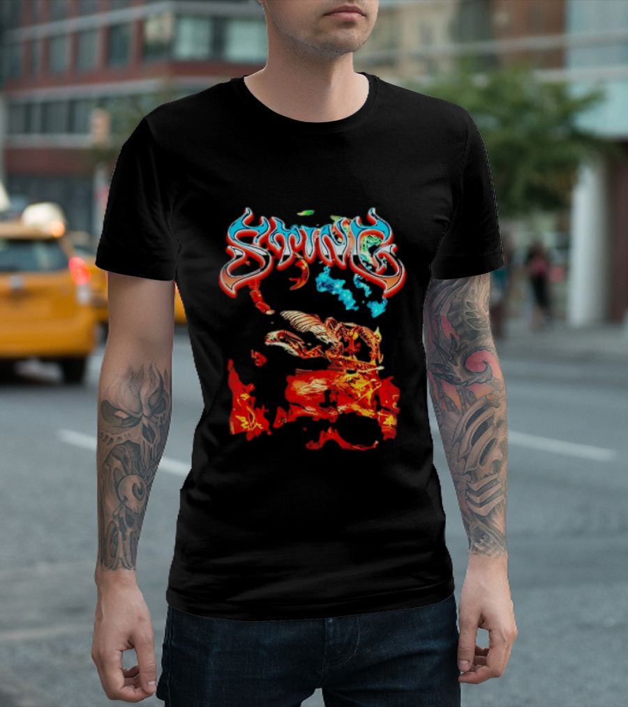 Sting Scorpion Skull Flaming Space T-Shirt