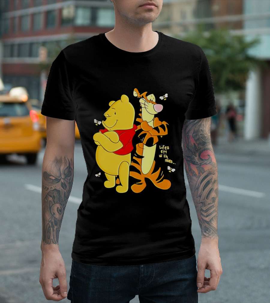 Lifes Better With Homies Winnie The Pooh And Tigger Bees T-Shirt