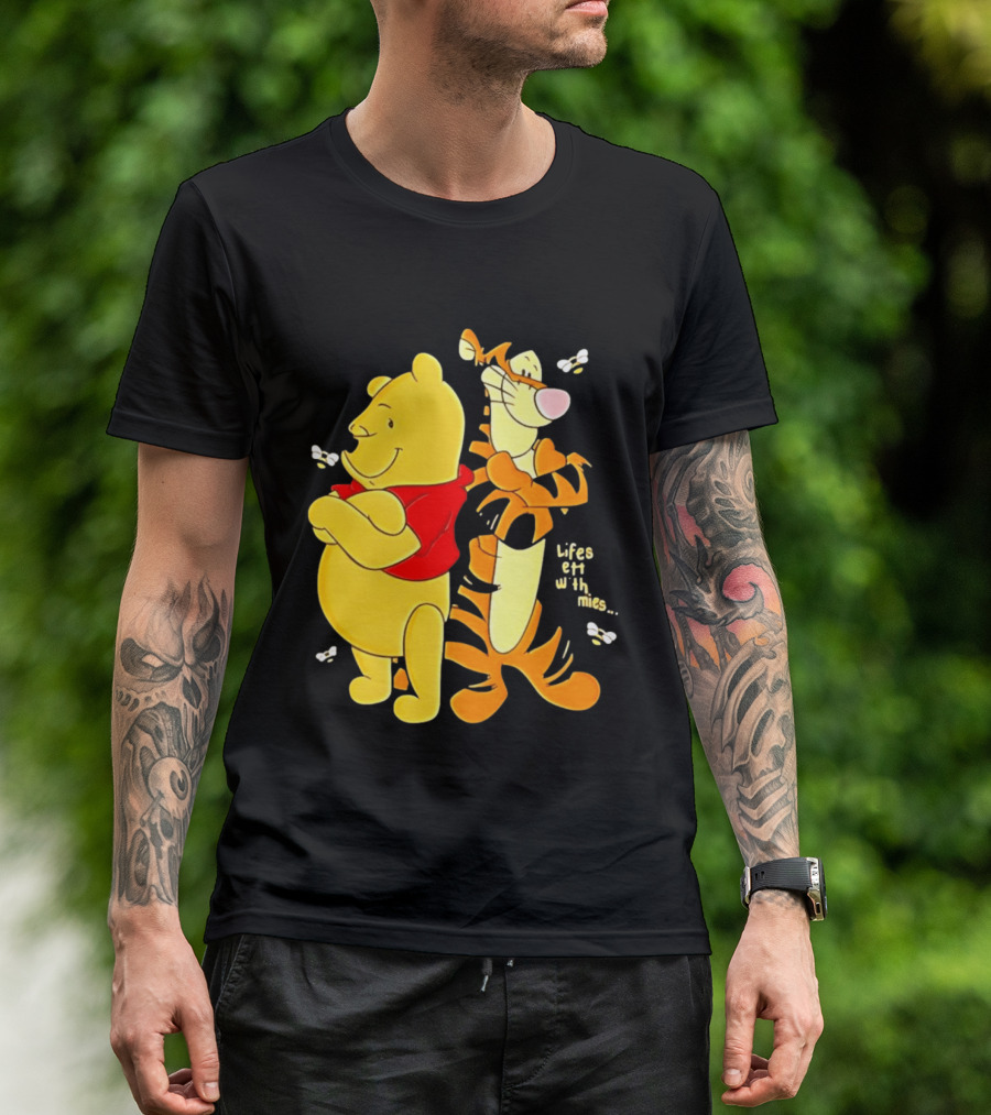 Lifes Better With Homies Winnie The Pooh And Tigger Bees T-Shirt