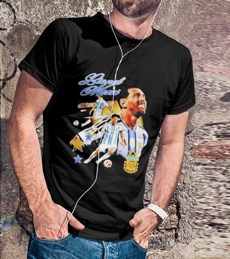 Lionel Messi Argentina National Football Team AFA Striker Soccer Star Blue White Kit T-Shirt