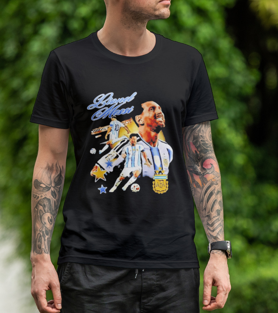 Lionel Messi Argentina National Football Team AFA Striker Soccer Star Blue White Kit T-Shirt
