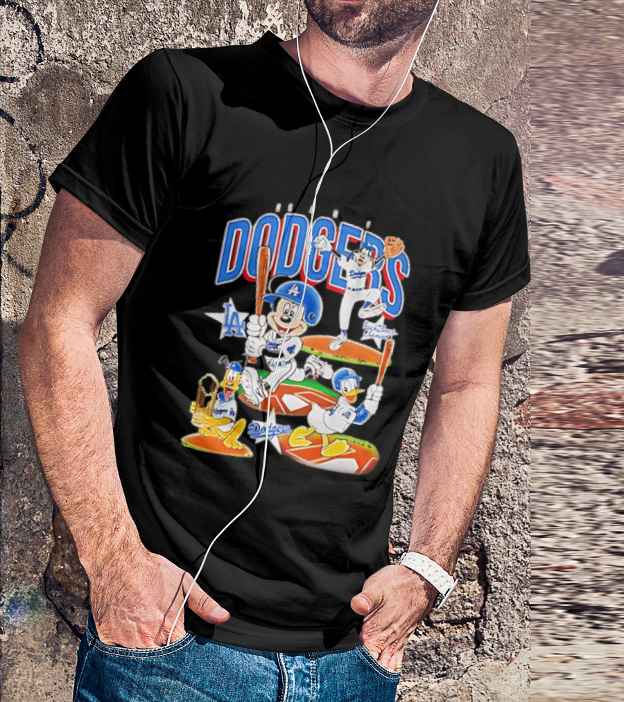 MOONLANDGOODS 2020 Mickey Goofy Pluto Donald Baseball Team Los Angeles Dodgers T-Shirt