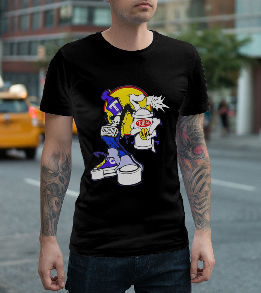 Tribal Zodak Graffiti Urban Streetwear Style Retro Hip Hop T-Shirt