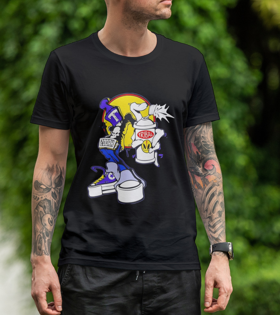Tribal Zodak Graffiti Urban Streetwear Style Retro Hip Hop T-Shirt