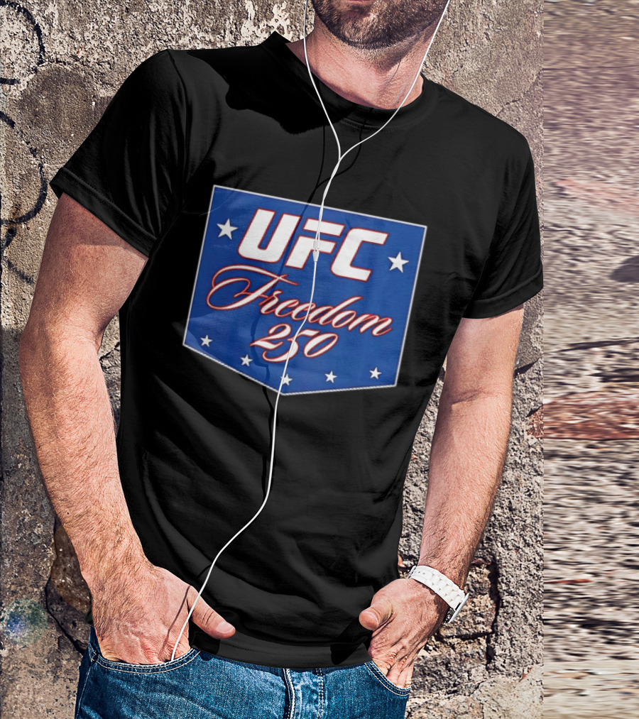 UFC Freedom 250 Stars And Script On Blue T-Shirt