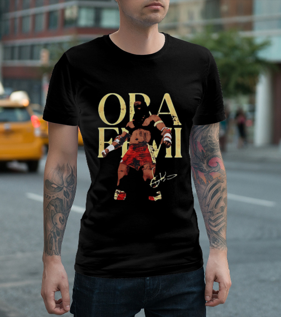 Oba Femi Obi Femi Boxing Warrior Red Shorts Pose T-Shirt