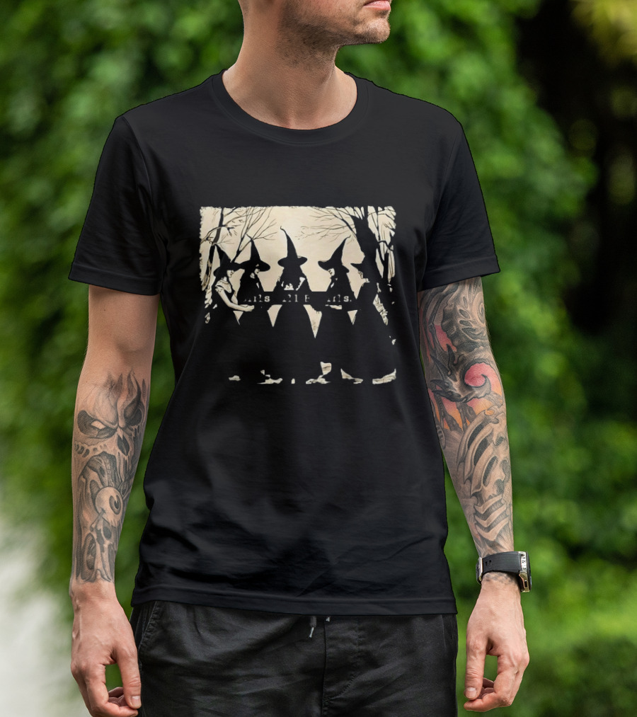 Witch Girls Will Be Girls Tree Silhouettes And Stars T-Shirt