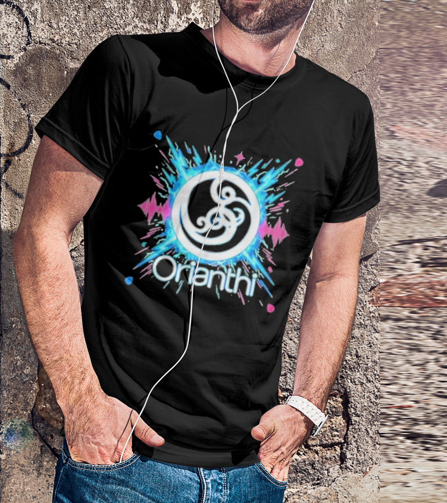 Orianthi Neon Bolt Vibrant Blue And Pink Energy Burst T-Shirt