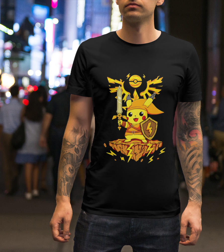 Pikachu Of Link Legend Of Electric Sword And Lightning Shield T-Shirt