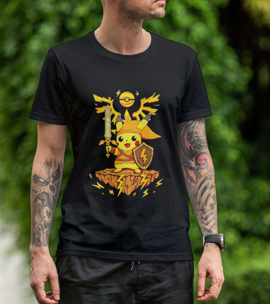 Pikachu Of Link Legend Of Electric Sword And Lightning Shield T-Shirt