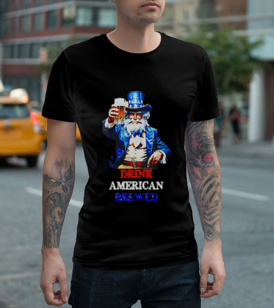 PlanetBeerGear Drink American Brewed Uncle Sam Beer Cheers T-Shirt