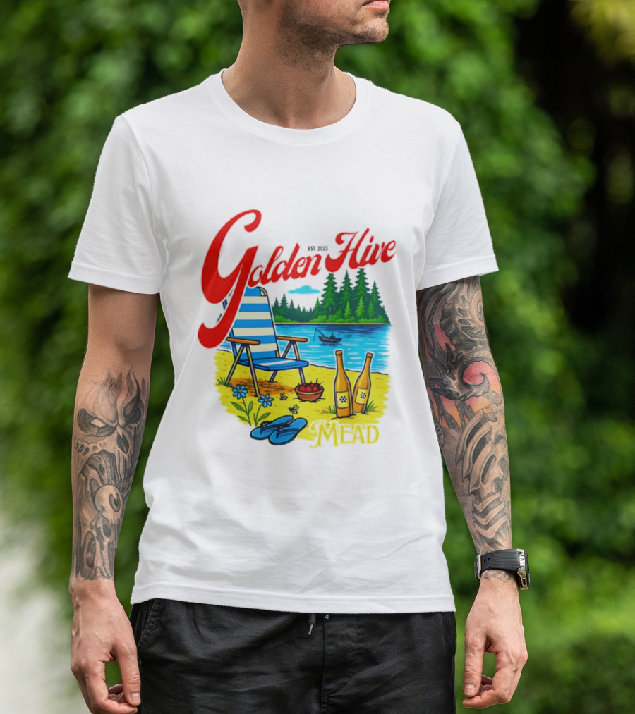 Golden Hive Mead Est 2023 Lakefront Bliss Vintage Escape T-Shirt