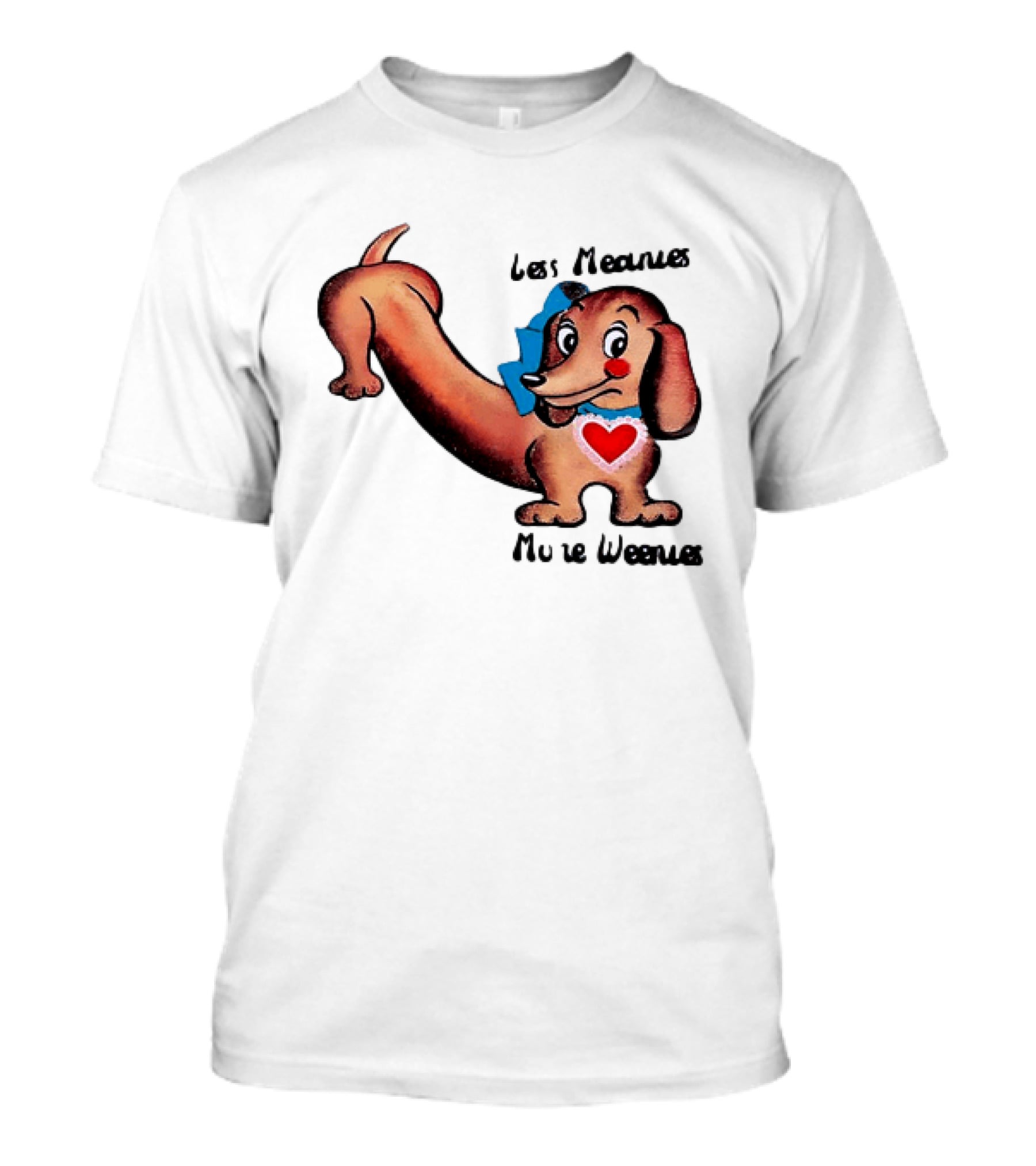 Less Meanies More Weenies Cute Dachshund With Heart And Bow T-Shirt