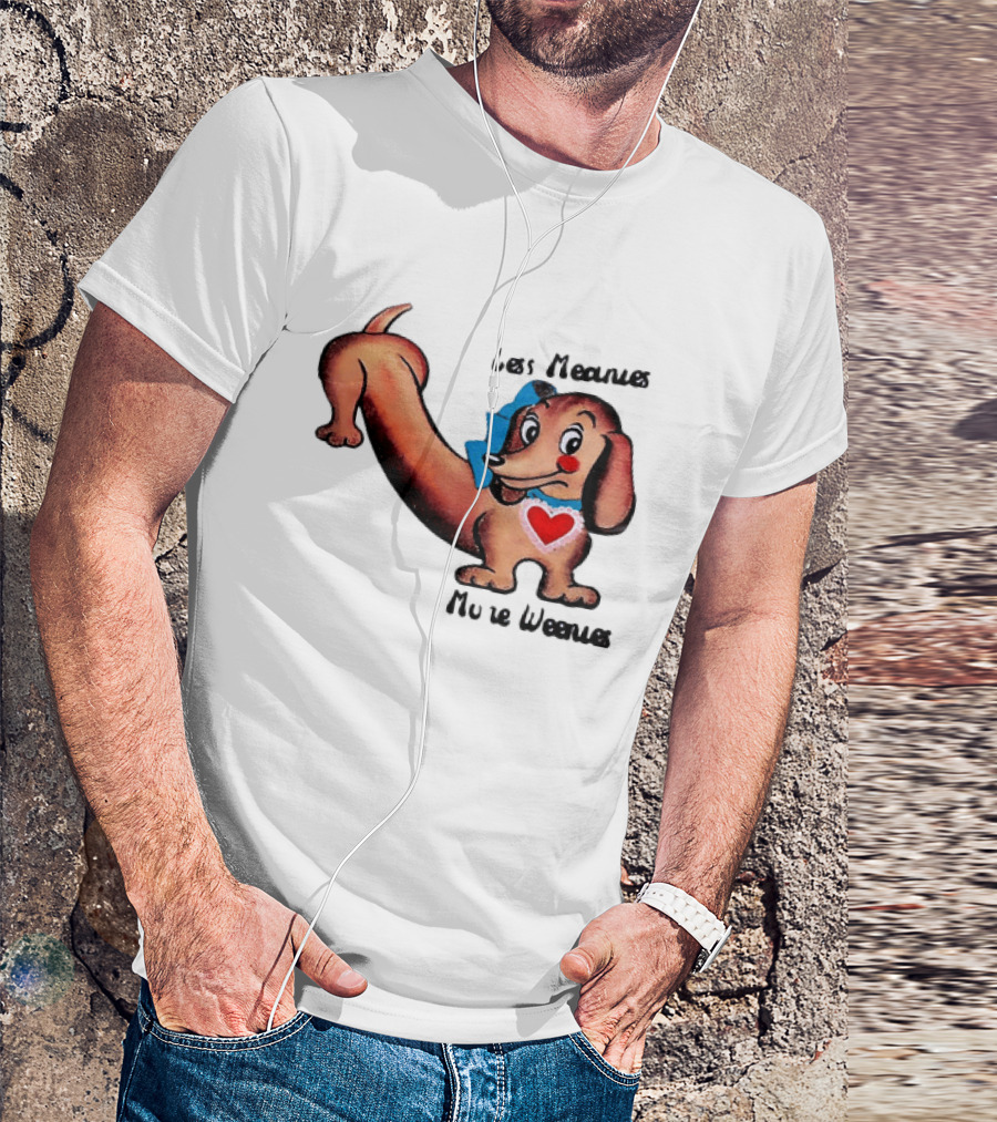 Less Meanies More Weenies Cute Dachshund With Heart And Bow T-Shirt