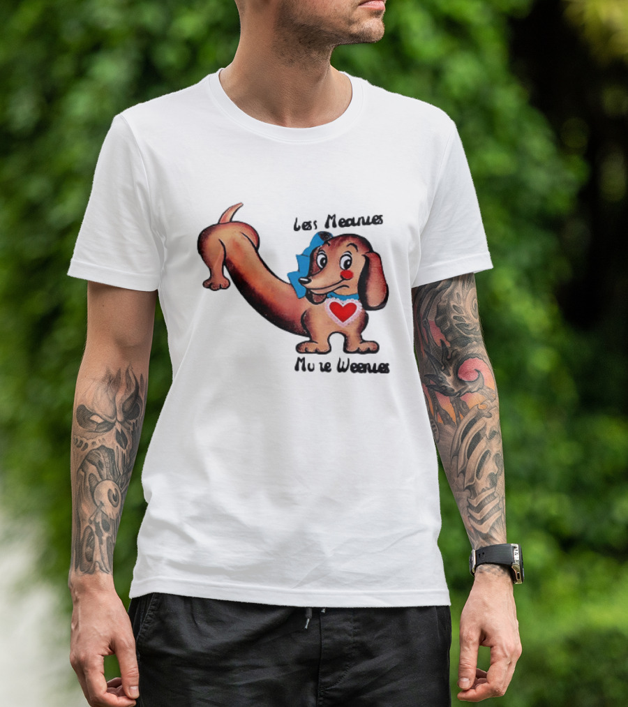 Less Meanies More Weenies Cute Dachshund With Heart And Bow T-Shirt