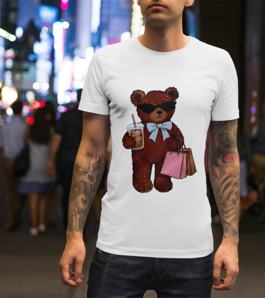 Cool Teddy Bear Shopping With Treats And Accessories T-Shirt
