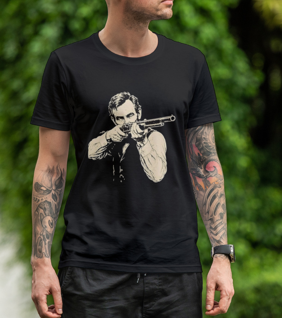 Abraham Lincoln With Lever Action Rifle Famous United States President T-Shirt