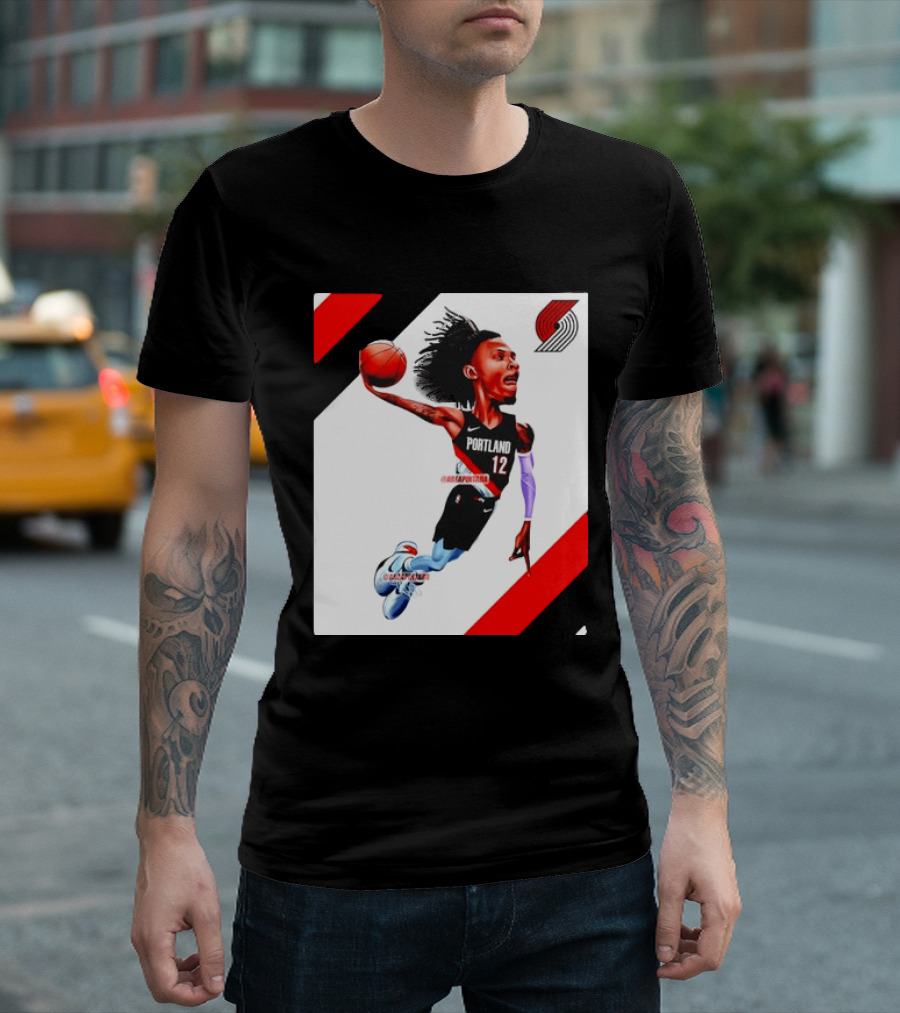 Portland Trail Blazers Ja Morant Crossover Art Dunking Basketball Player Jersey 12 T-Shirt