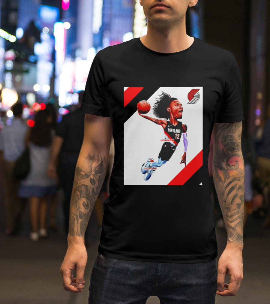 Portland Trail Blazers Ja Morant Crossover Art Dunking Basketball Player Jersey 12 T-Shirt