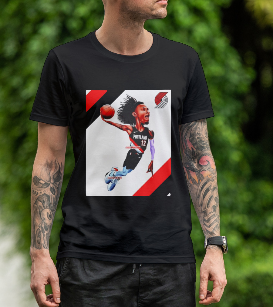 Portland Trail Blazers Ja Morant Crossover Art Dunking Basketball Player Jersey 12 T-Shirt
