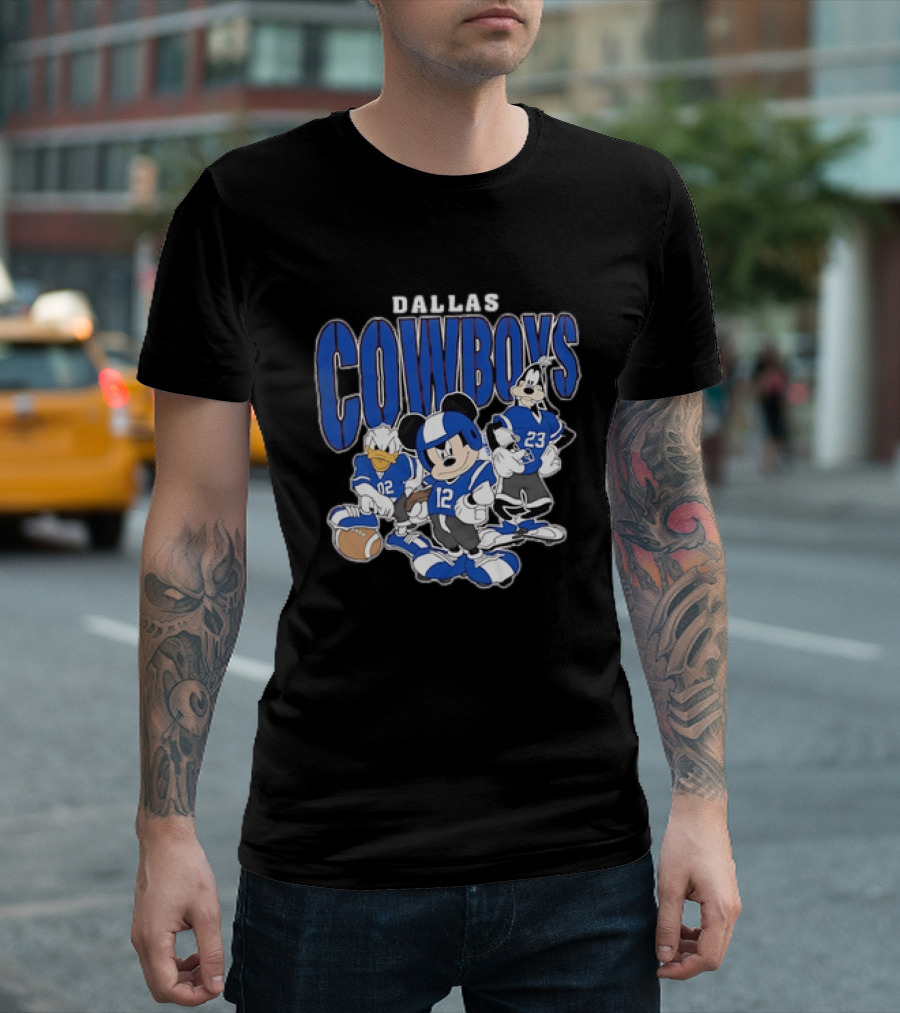 Dallas Cowboys Mickey Mouse Donald Duck Goofy Football Team Collaboration T-Shirt