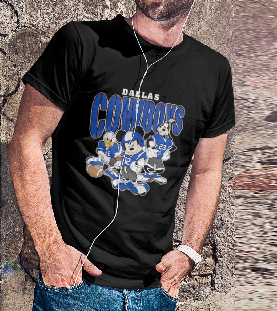 Dallas Cowboys Mickey Mouse Donald Duck Goofy Football Team Collaboration T-Shirt
