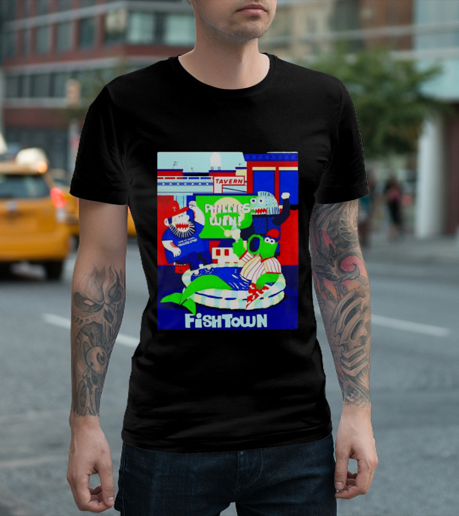 Phillies Win City Of Neighborhoods Fishtown Phillies Phanatic Tavern Scene T-Shirt