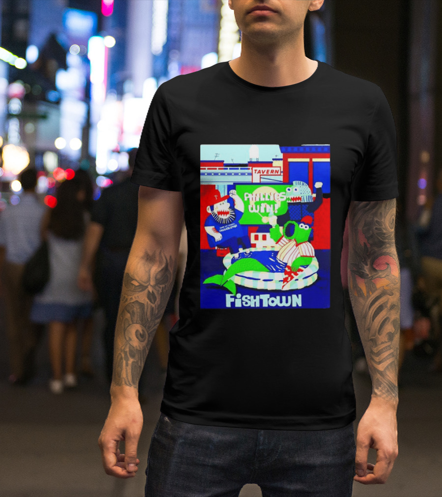 Phillies Win City Of Neighborhoods Fishtown Phillies Phanatic Tavern Scene T-Shirt