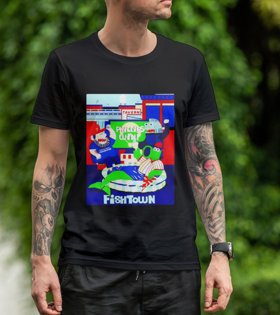 Phillies Win City Of Neighborhoods Fishtown Phillies Phanatic Tavern Scene T-Shirt