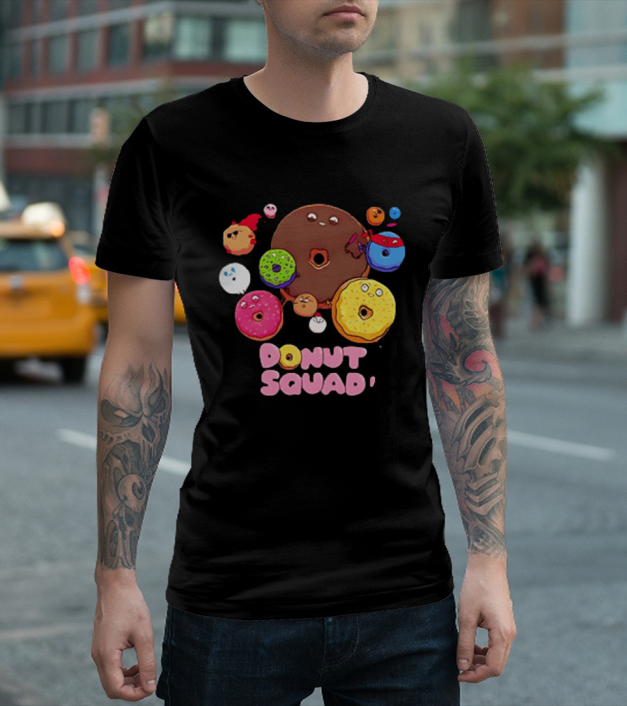 Colorful Donut Squad Cartoon Team With Playful Characters T-Shirt