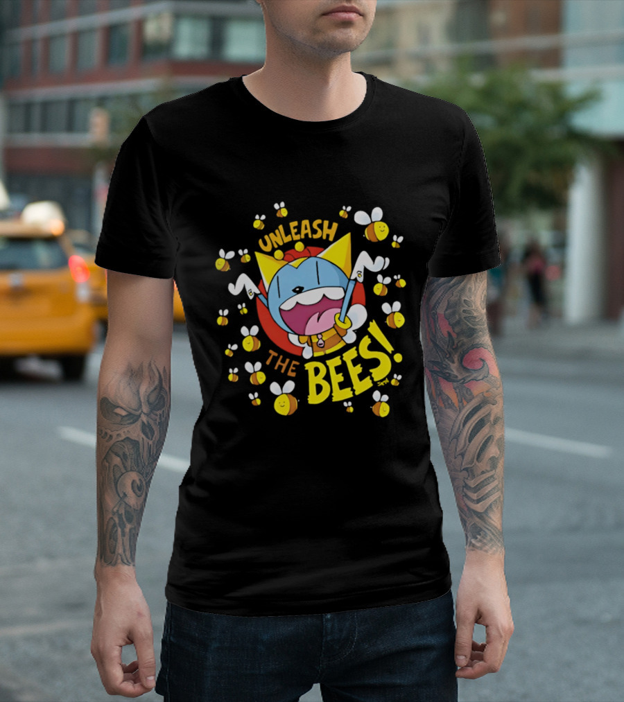 Unleash The Bees Looshkin Cartoon Character Honeycombs T-Shirt