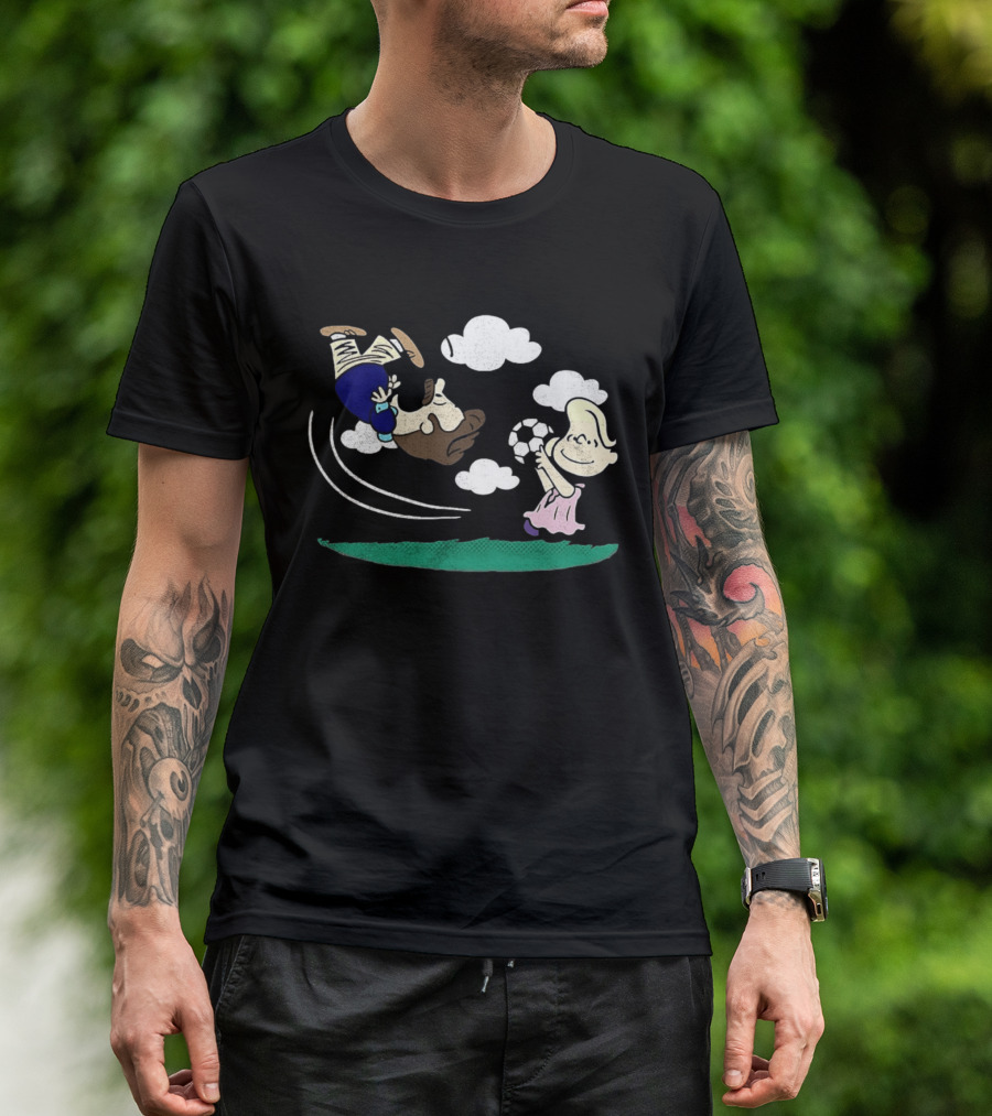 Ted And Rebecca Lucy Van Pelt Lassonuts Peanuts Football Kick T-Shirt