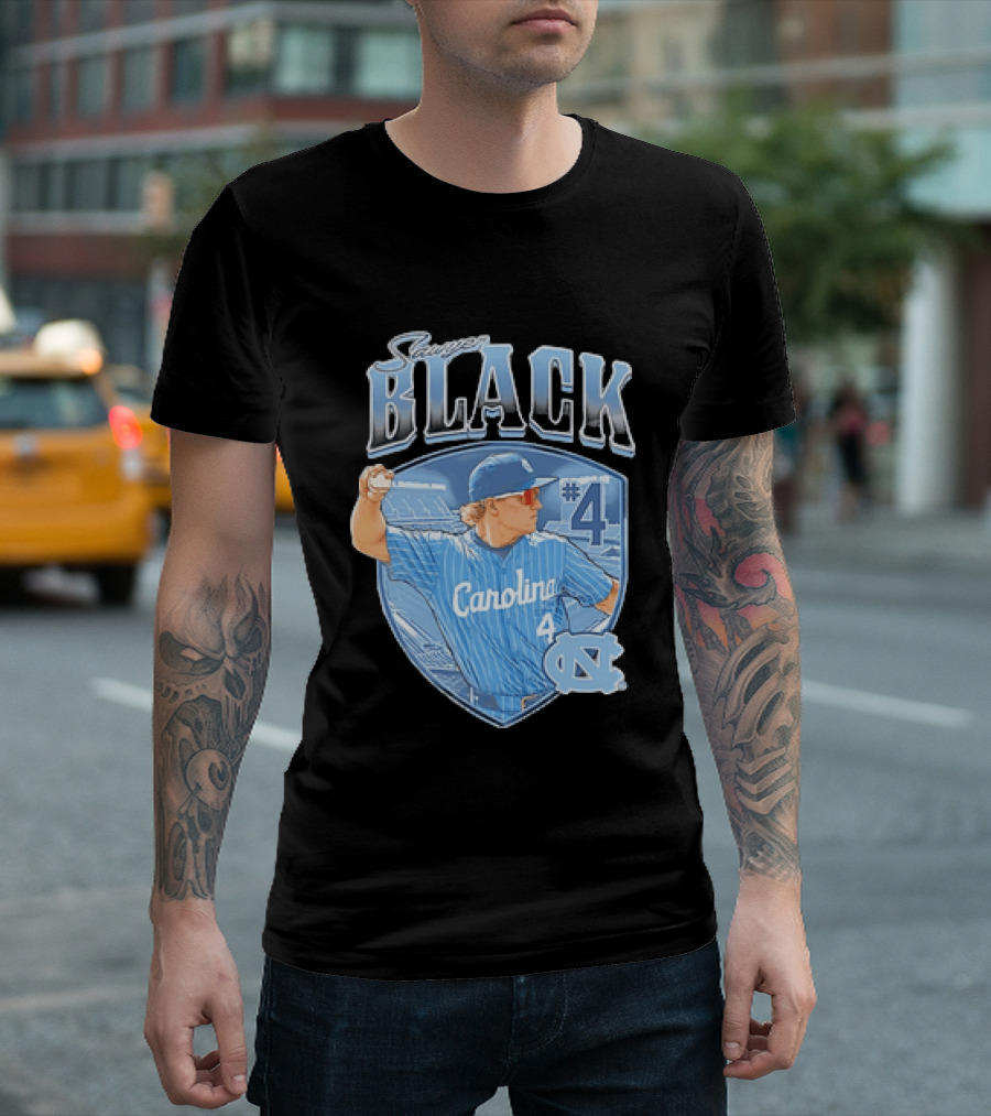 Sawyer Black Carolina Tar Heels #4 Baseball Player T-Shirt