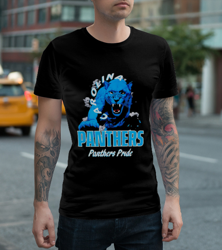 Carolina Panthers Pride Charging Forward Fierce Blue Panther T-Shirt